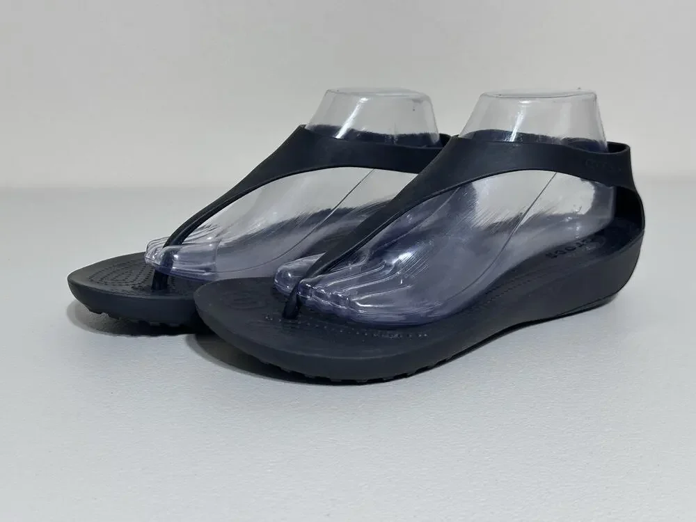 Crocs Serena Sexi Flip Women’s 10 Black Slingback Thong T-Strap Sandals